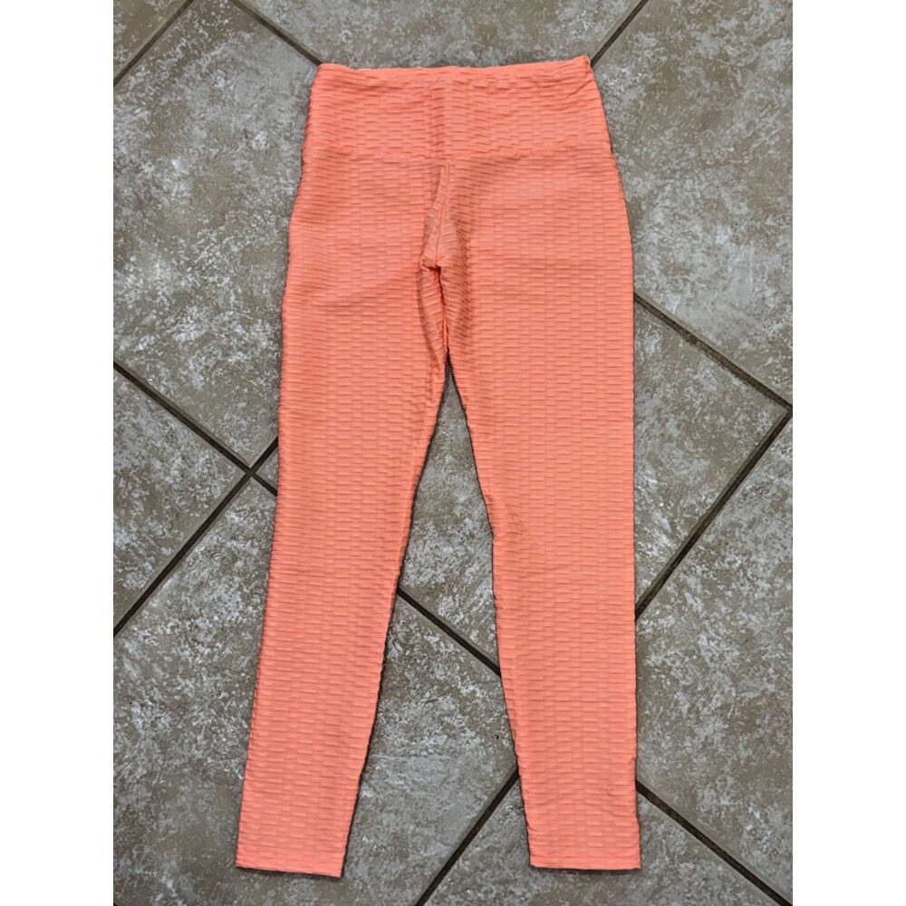 NWT Letsfit Bright Orange Textured Activewear Pants | Size Small